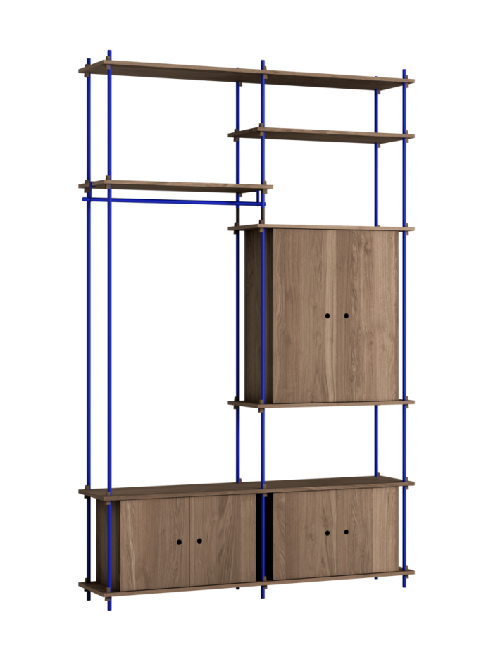 MOEBE - Reolsystem S.255.2.J, Smoked Oak/Deep Blue