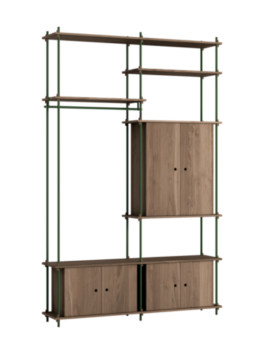 MOEBE - Reolsystem S.255.2.J, Smoked Oak/Pine Green