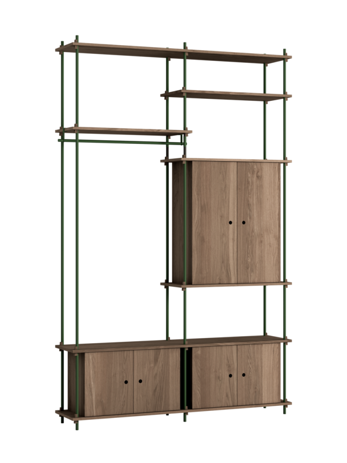 MOEBE - Reolsystem S.255.2.J, Smoked Oak/Pine Green