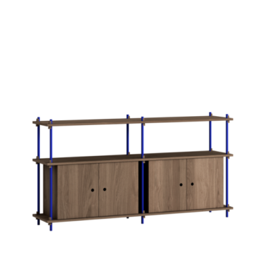 MOEBE - Reolsystem S.85.2.D, Smoked Oak/Deep Blue
