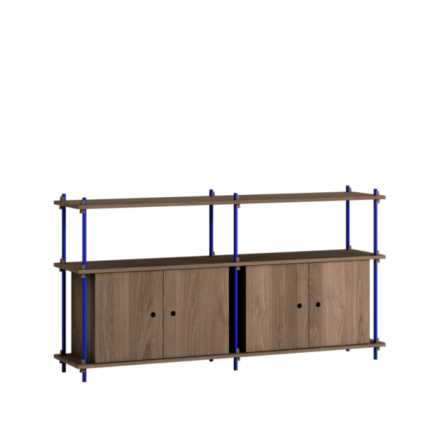 MOEBE - Reolsystem S.85.2.D, Smoked Oak/Deep Blue