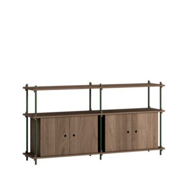 MOEBE - Reolsystem S.85.2.D, Smoked Oak/Pine Green