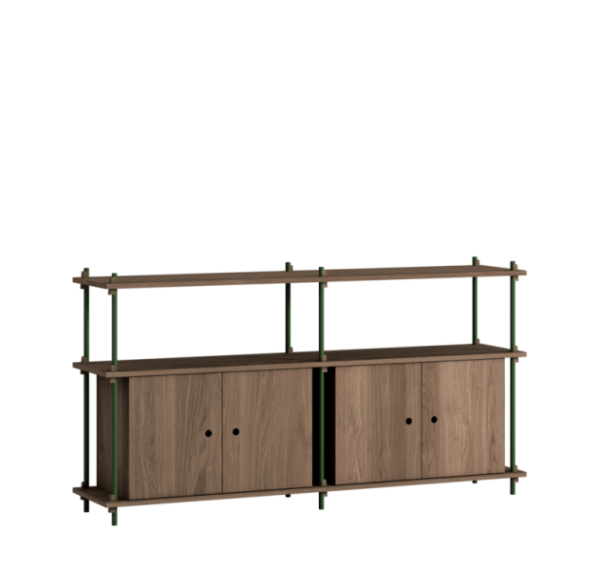 MOEBE - Reolsystem S.85.2.D, Smoked Oak/Pine Green