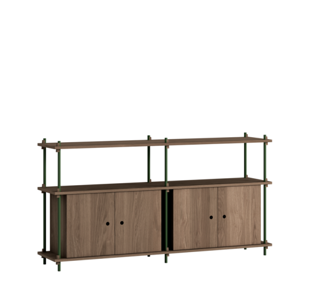 MOEBE - Reolsystem S.85.2.D, Smoked Oak/Pine Green